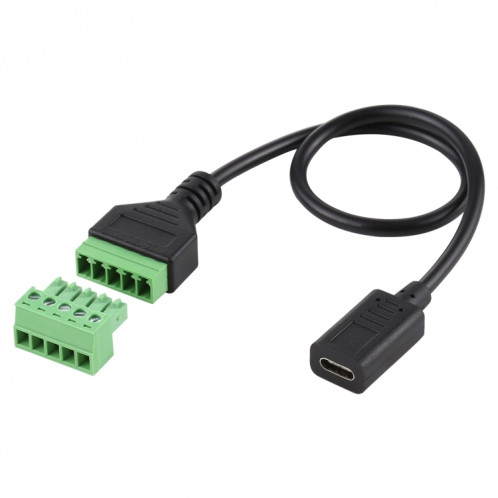 Bornes enfichables USB-C / Type-C femelle à 5 broches Connecteur USB sans soudure Câble adaptateur de connexion sans soudure, longueur: 30 cm SH53221644-04