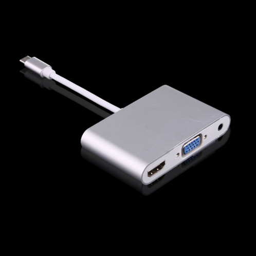 Adaptateur audio vidéo USB-C / Type-C 3.1 vers VGA et HDMI et 3,5 mm, Pour ordinateur portable et ordinateur portable et MacBook 12 pouces et MacBook Pro (argent) SH430S174-07