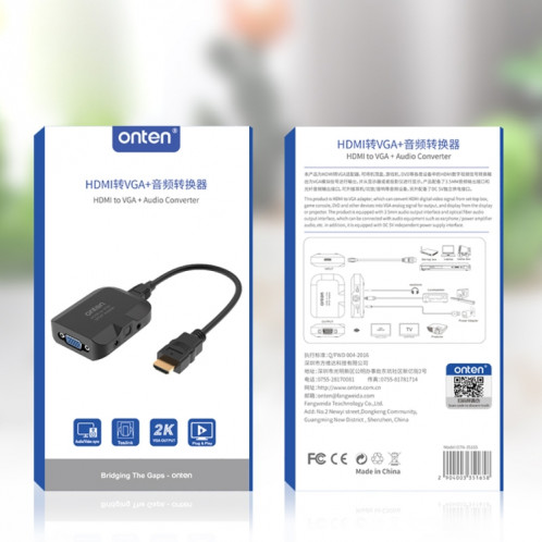 Onten 35165 HDMI vers VGA + convertisseur audio optique pour haut-parleur / téléviseur / ordinateur SH5450837-07
