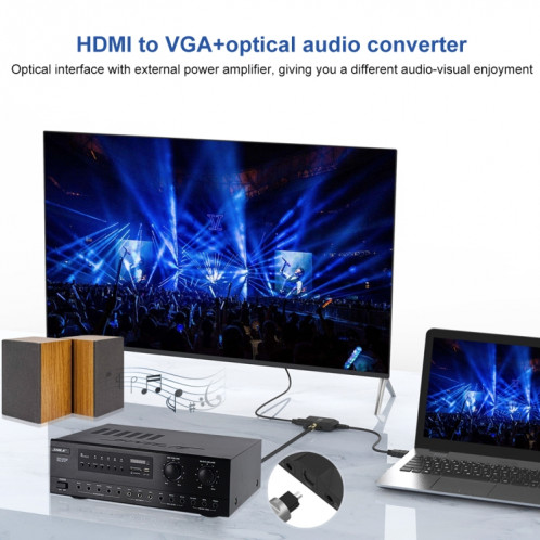 Onten 35165 HDMI vers VGA + convertisseur audio optique pour haut-parleur / téléviseur / ordinateur SH5450837-07