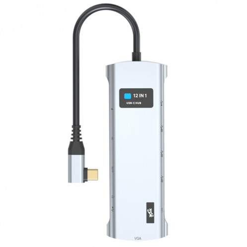 V261A 12 en 1 coude USB-C/type-c vers USB adaptateur HUB de Station d'accueil à affichage numérique SH55241630-011