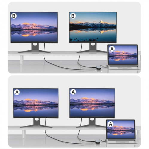 V261A 12 en 1 coude USB-C/type-c vers USB adaptateur HUB de Station d'accueil à affichage numérique SH55241630-011