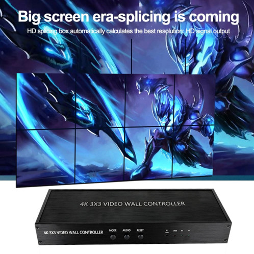 NK-BT88 4K 3X3 HDMI Contrôleur de mur vidéo Processeur d'épissage multi-écran avec télécommande SH57101192-014