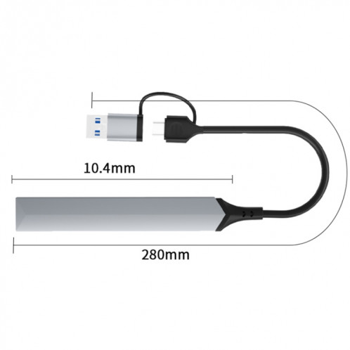 V252B 4 en 1 USB + USB-C/Type-C vers USB Adaptateur HUB de Station d'Accueil Multifonctionnel SH5713698-07