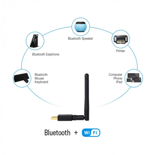 EDUP EP-AC1661 2 en 1 Bluetooth 4.2 + Dual Band 11AC 600Mbps Adaptateur USB sans fil haute vitesse Récepteur WiFi SE5790387-013