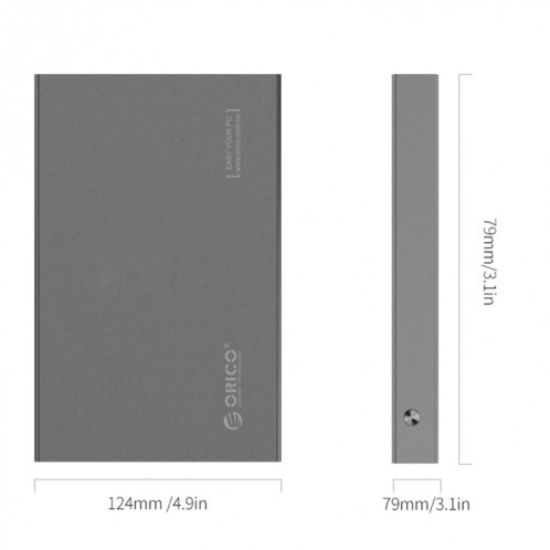 ORICO 2518S3 USB3.0 externe boîtier de disque dur de stockage pour 7mm et 9.5mm 2.5 pouces SATA HDD / SSD (gris) SO870H911-012