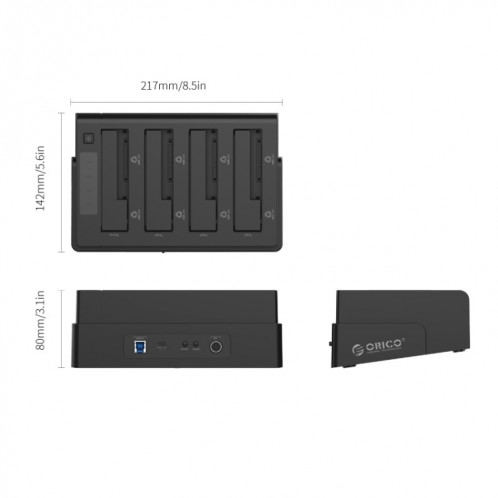 ORICO 6648US3-C-V1 4 baies USB 3.0 Type-B vers SATA Disque dur externe Boîtier de stockage Station d'accueil disque dur / Duplicateur pour disque dur SATA / SSD 2,5 pouces / 3,5 pouces SO58821003-014