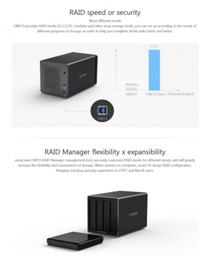 ORICO NS400-U3 4 baies USB 3.0 Type-B vers SATA Disque dur externe Disque dur Dock pour disque dur SATA 3,5 pouces, protocole UASP de support SO58991112-010