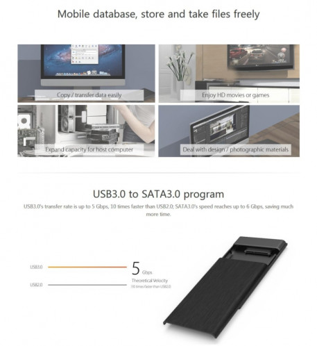 ORICO 2189U3 2,5 pouces USB 3.0 Micro B vers SATA 3.0 boîtier de stockage de boîtier de disque dur SO59111459-011