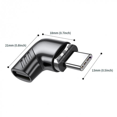 X20 100W PD USB-C / TYPE-C femelle de l'adaptateur de charge magnétique USB-C / TYPE-C (noir) SH961B929-07