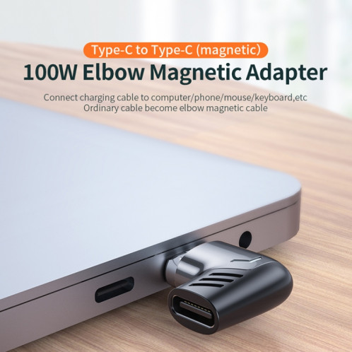 X20 100W PD USB-C / TYPE-C femelle de l'adaptateur de charge magnétique USB-C / TYPE-C (noir) SH961B929-07