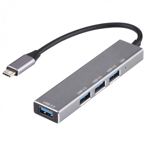 3019T 4 x USB 3.0 vers USB-C / Adaptateur HUB en alliage d'aluminium de type C avec indicateur LED SH6050454-010