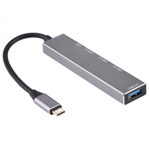 3019T 4 x USB 3.0 vers USB-C / Adaptateur HUB en alliage d'aluminium de type C avec indicateur LED SH6050454-010