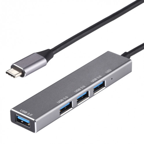 3019T 4 x USB 3.0 vers USB-C / Adaptateur HUB en alliage d'aluminium de type C avec indicateur LED SH6050454-010