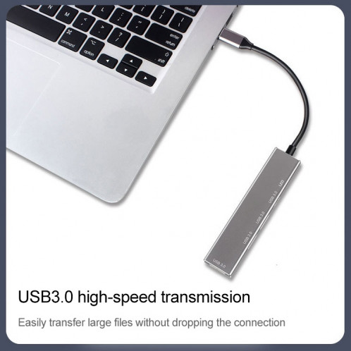 3019T 4 x USB 3.0 vers USB-C / Adaptateur HUB en alliage d'aluminium de type C avec indicateur LED SH6050454-010