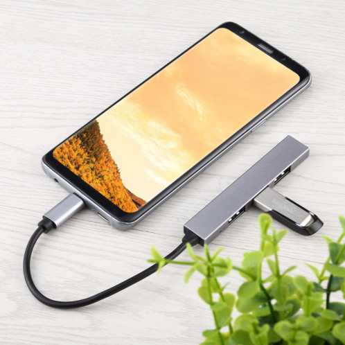 3019T 4 x USB 3.0 vers USB-C / Adaptateur HUB en alliage d'aluminium de type C avec indicateur LED SH6050454-010