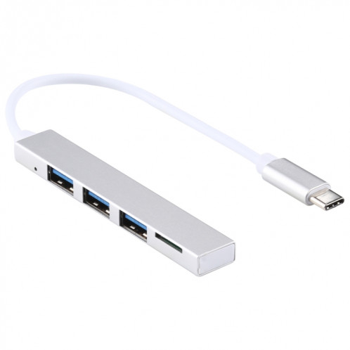 Adaptateur HUB T-818 TF + 3 x USB 3.0 vers USB-C / Type-C (Argent) SH051S32-06