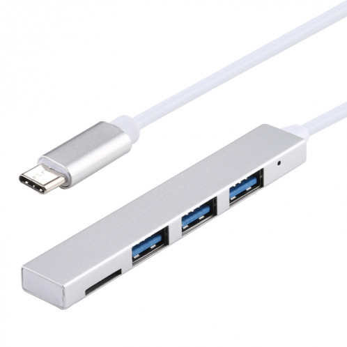 Adaptateur HUB T-818 TF + 3 x USB 3.0 vers USB-C / Type-C (Argent) SH051S32-06