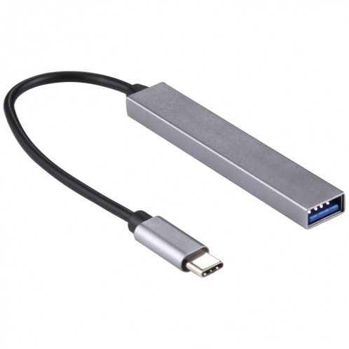 T-818 Adaptateur HUB 4 x USB 3.0 vers USB-C / Type-C (gris argenté) SH52SH607-07