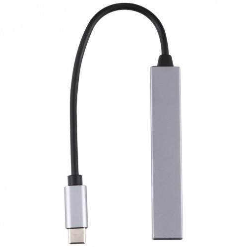 T-818 Adaptateur HUB 4 x USB 3.0 vers USB-C / Type-C (gris argenté) SH52SH607-07