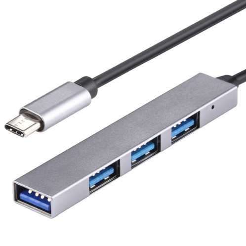 T-818 Adaptateur HUB 4 x USB 3.0 vers USB-C / Type-C (gris argenté) SH52SH607-07