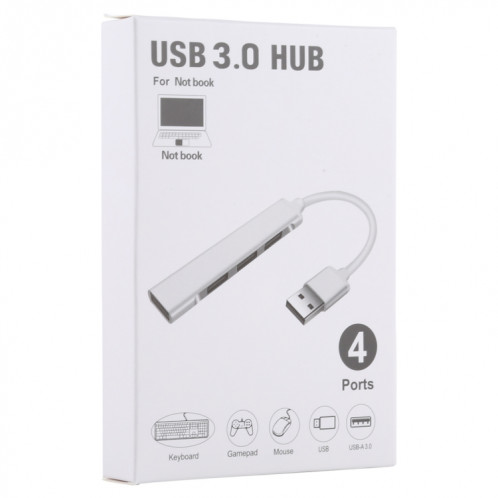 A-809 4 x USB 3.0 vers USB 3.0 Adaptateur HUB en alliage d'aluminium (argent) SH053S393-07