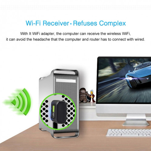AC600Mbps 2.4GHz & 5GHz Dual Band USB 2.0 Adaptateur de lecteur WiFi gratuit Carte réseau externe SH60911209-011