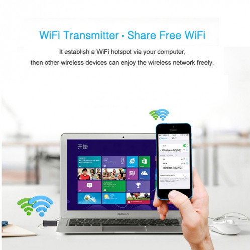 AC600Mbps 2.4GHz & 5GHz Dual Band USB 2.0 Adaptateur de lecteur WiFi gratuit Carte réseau externe SH60911209-011