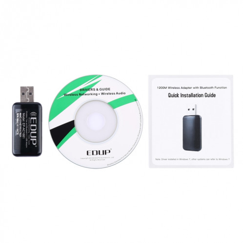 EDUP EP-AC1681 2 en 1 AC1200Mbps 2.4GHz & 5.8GHz Adaptateur WiFi USB double bande Carte réseau externe avec fonction Bluetooth 4.1 SE60921837-08