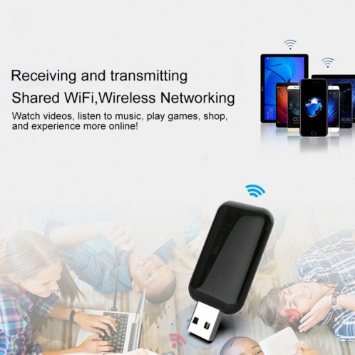 EDUP EP-AC1681 2 en 1 AC1200Mbps 2.4GHz & 5.8GHz Adaptateur WiFi USB double bande Carte réseau externe avec fonction Bluetooth 4.1 SE60921837-08