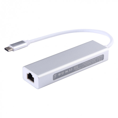 Coque en aluminium 3 ports USB3.0 HUB + adaptateur Gigabit Ethernet USB-C / Type-C SH60951067-06