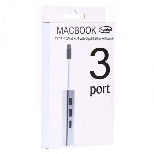 Coque en aluminium 3 ports USB3.0 HUB + adaptateur Gigabit Ethernet USB-C / Type-C SH60951067-06