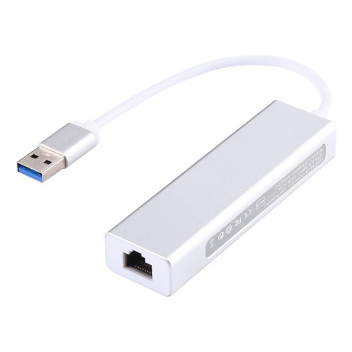 Coque en aluminium 3 ports USB3.0 HUB + adaptateur Gigabit Ethernet USB3.0 SH60961322-06