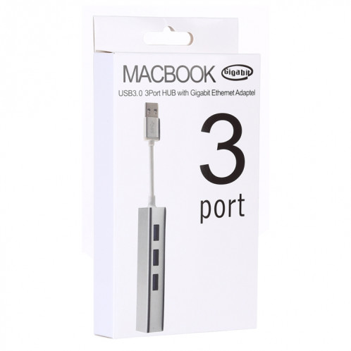 Coque en aluminium 3 ports USB3.0 HUB + adaptateur Gigabit Ethernet USB3.0 SH60961322-06