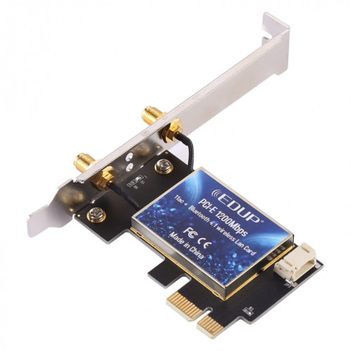 EDUP EP-9620 2 en 1 AC1200Mbps 2,4 GHz et 5,8 GHz double bande PCI-E 2 antenne adaptateur WiFi carte réseau externe + Bluetooth SE6099478-08