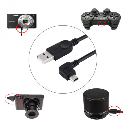 Angle de 90 degrés gauche Mini USB vers USB Données / Câble de chargement, Longueur: 28cm SA6100533-05