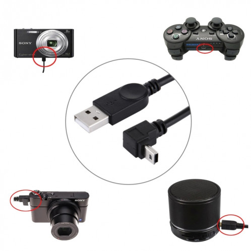 Coude angle 90 degrés Mini USB vers USB Données / Câble de charge, Longueur: 28cm SC6101644-05