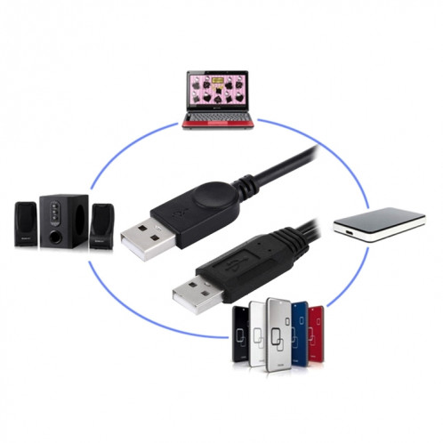 2 en 1 USB 2.0 Mâle à 2 Câble USB Double USB pour Ordinateur / Ordinateur Portable, Longueur: 50cm S26103937-05
