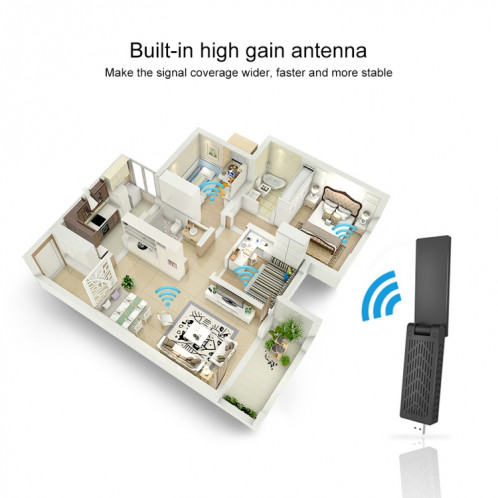 EDUP EP-AC1675 AC1900Mbps 2.4GHz & 5.8GHz double bande USB3.0 adaptateur WiFi carte réseau externe SE6111552-010