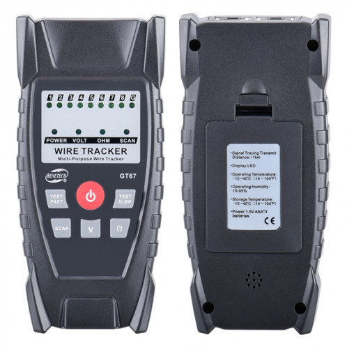 BENETech GT67 RJ11 / RJ45 Testeur de câble multifonctionnel Détecteur de câble Fixer Fixer SB64351967-07