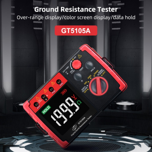 Benetech GT5105A Professional LCD Testeur de résistance numérique Megger Terre Testeur de tension de résistance au sol SB6436960-07