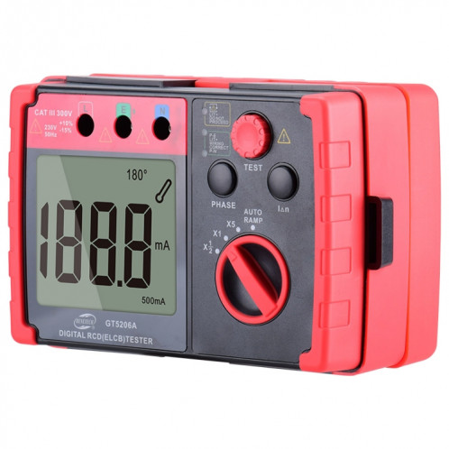 Benetech GT5206A Testeur de commutateur de protecteur de fuites numériques numériques LCD SB6437161-08