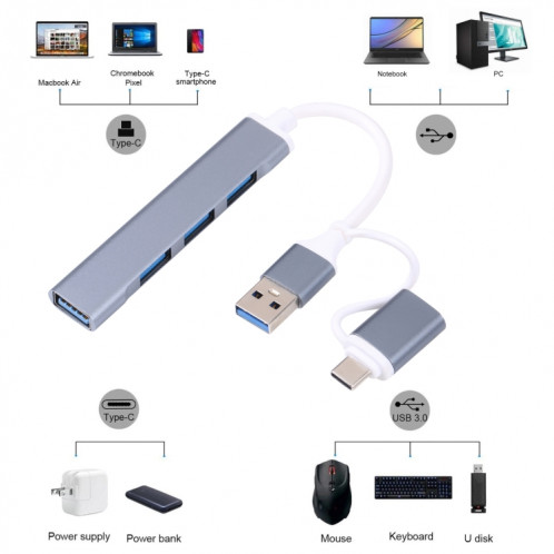 A-806 Adaptateur HUB 5 en 1 USB 3.0 et Type-C / USB-C vers USB 3.0 SH64541611-06