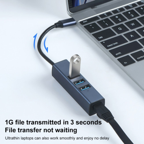 RDS 6307-3 Adaptateur USB-C / Type-C vers USB3.0 + Double USB2.0 + RJ45 4 en 1 HUB SH64651691-07