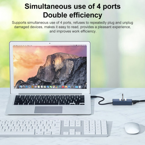 RDS 6307-3 Adaptateur USB-C / Type-C vers USB3.0 + Double USB2.0 + RJ45 4 en 1 HUB SH64651691-07