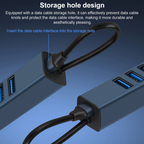RDS 6307-3 Adaptateur USB-C / Type-C vers USB3.0 + Double USB2.0 + RJ45 4 en 1 HUB SH64651691-07