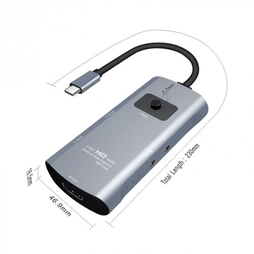 Z54A HDMI Sortie + 2 x Entrée HDMI + MIC + AUDIO AU SOMMATEUR DE CAPTURE VIDEO DE TYPE-C avec boucle SH6470892-05