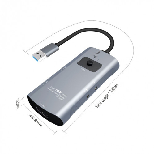 Z54 Sortie HDMI + 2 x Entrée HDMI + MIC + AUDIO sur USB 3.0 Capture vidéo audio avec boucle SH64711767-05