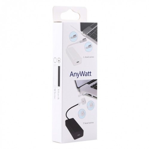 AnyWatt 85W USB-C / Type-C femelle à 5 broches MagSafe 1 mâle série L adaptateur adaptateur de charge pour MacBook (noir) SH502B449-06