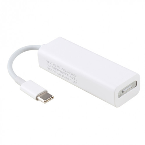 AnyWatt 5 broches MagSafe 2 magnétique T-Tip femelle vers USB-C / Type-C adaptateur de charge mâle pour MacBook Pro (Blanc) SH506W584-06